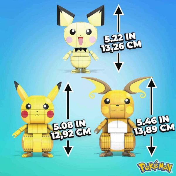 Mega Pokemon Yap ve Oyna Figürler Pikachu'nun Üç Evrimi Yapı Seti GYH06