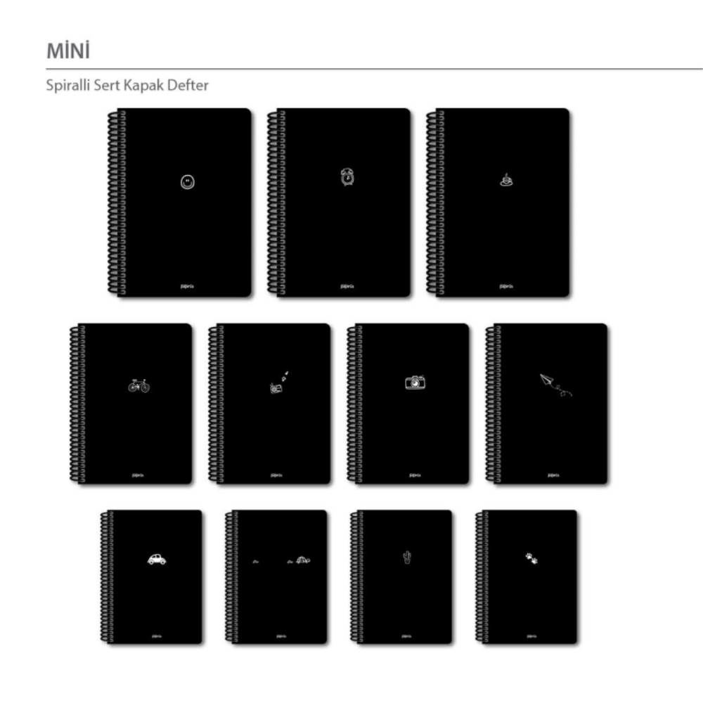 Mini 19x27 80 Yaprak Kareli Sert Karton Kapak Spiralli Defter 5673