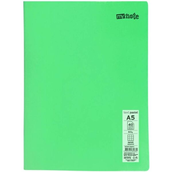 Mynote Defter Text Pastel Pp Kapak Dikişli A5 40 Yp Kareli Mtxpa-A540-K